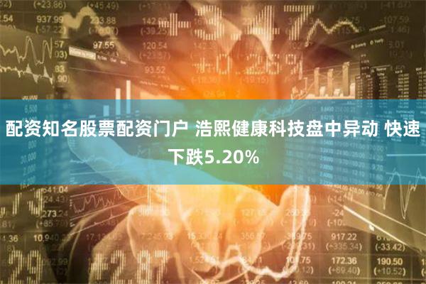 配资知名股票配资门户 浩熙健康科技盘中异动 快速下跌5.20%